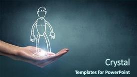  Presentation with funny cartoon - Presentation theme featuring cartoon characters - funny sketched robot background and a ocean colored foreground