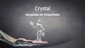  Presentation with funny cartoon - Cool new presentation theme with cartoon characters - funny sketched robot backdrop and a dark gray colored foreground