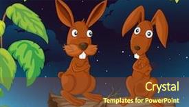  Presentation with vector - Amazing presentation theme having cartoon characters - illustration of 2 bunnies backdrop and a tawny brown colored foreground