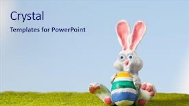  Presentation with polymer - Cool new slide deck with cartoon characters - white rabbit from polymer clay backdrop and a light blue colored foreground