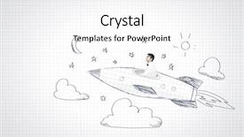 Presentation with rocket - Amazing PPT theme having cartoon characters - young businessman flying in sky backdrop and a white colored foreground