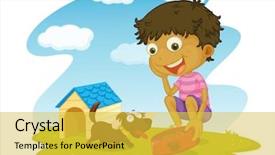  Presentation with vector - PPT theme having cartoon children - child illustration on a white background and a yellow colored foreground