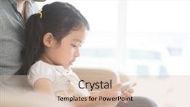  Presentation with electronics motherboard digital chip tech - Beautiful theme featuring cartoon children - father and child using digital backdrop and a lemonade colored foreground