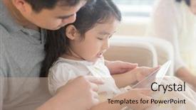  Presentation with cartoon children - Cool new slides with cartoon children - father and daughter using digital backdrop and a coral colored foreground