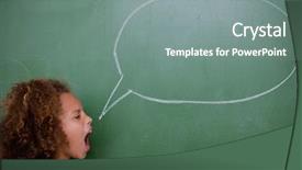  Presentation with cartoon children - PPT layouts consisting of cartoon children - schoolgirl screaming a speech bubble background and a gray colored foreground