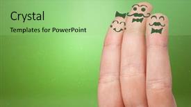  Presentation with fingers - Slides with cartoon couple - elegant happy face fingers hugs background and a seafoam green colored foreground