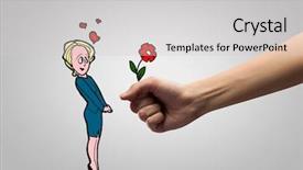  Presentation with flower woman - Theme with cartoon couple - funny image of young woman background and a  colored foreground