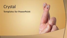  Presentation with happy sad mask face - Theme having cartoon couple - happy face fingers hug each background and a coral colored foreground