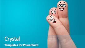  Presentation with hug - PPT theme featuring cartoon couple - happy face fingers hug each background and a teal colored foreground