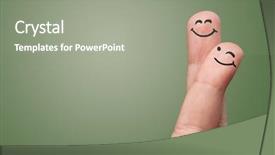  Presentation with fingers - Colorful theme enhanced with cartoon couple - happy face fingers hugs each backdrop and a  colored foreground