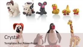  Presentation with cartoon animal - Beautiful presentation theme featuring cartoon cows - plasticine animal set made children backdrop and a soft green colored foreground