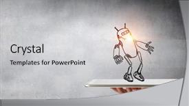  Presentation with robot accounting - Slides having action cartoon - funny sketched robot background and a light gray colored foreground