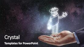  Presentation with funny cartoon - Cool new presentation theme with action cartoon - funny sketched robot backdrop and a dark gray colored foreground