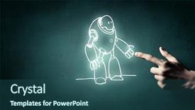  Presentation with lego robot - PPT theme with action cartoon - funny sketched robot background and a  colored foreground