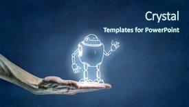  Presentation with robot pemadam api - Presentation featuring action cartoon - funny sketched robot background and a ocean colored foreground