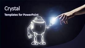  Presentation with robot medicals - Amazing presentation theme having action cartoon - funny sketched robot backdrop and a wine colored foreground