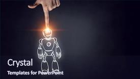  Presentation with robot - Cool new PPT layouts with action cartoon - funny sketched robot backdrop and a wine colored foreground