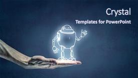  Presentation with lego robot - Presentation design featuring action cartoon - funny sketched robot background and a navy blue colored foreground