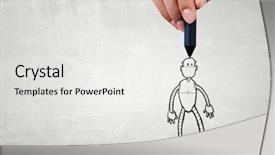  Presentation with funny cartoon - Cool new PPT theme with action cartoon - funny sketched robot backdrop and a light gray colored foreground