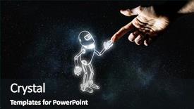  Presentation with missile detection robot - Presentation theme having action cartoon - funny sketched robot background and a  colored foreground