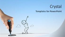  Presentation with funny cartoon - Presentation having cartoon exercise - funny caricature of golf player background and a  colored foreground