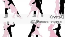  Presentation with different - Colorful PPT theme enhanced with cartoon exercise - illustration with different dancer silhouettes backdrop and a white colored foreground