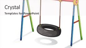  Presentation with tire - Colorful slide set enhanced with cartoon exercise - isolated illustration of play equipment backdrop and a sky blue colored foreground