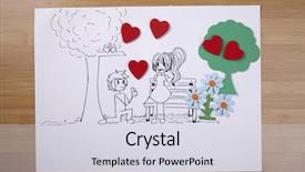  Presentation with diamond - Colorful PPT theme enhanced with cartoon heart - art drawing of man holding backdrop and a sky blue colored foreground