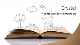  Presentation with cartoon - Presentation theme enhanced with cartoon house - hand draw in open book background and a white colored foreground