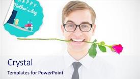  Presentation with red rose bush - Amazing PPT theme having cartoon love birds - geeky hipster holding a red backdrop and a  colored foreground