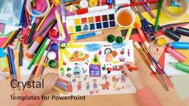  Presentation with cartoon - Amazing theme having cartoon people happy lifestyle collection backdrop and a coral colored foreground