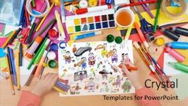  Presentation with artwork - Beautiful presentation featuring cartoon people musician collection child backdrop and a coral colored foreground