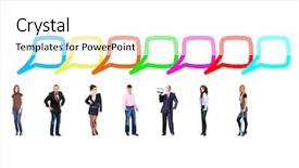  Presentation with 3d man business leader - Theme featuring cartoon pictures - business picture many colleagues background and a white colored foreground