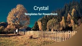  Presentation with cartoon - Colorful PPT theme enhanced with cartoon plants - autumn landscape with colorful trees backdrop and a ocean colored foreground