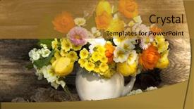  Presentation with flowers - Audience pleasing PPT theme consisting of cartoon plants - bouquet of flowers backdrop and a gold colored foreground