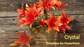  Presentation with lily - Colorful slide set enhanced with cartoon plants - bouquet of lily flowers backdrop and a tawny brown colored foreground