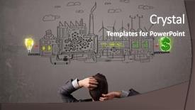  Presentation with factory - Colorful PPT layouts enhanced with cartoon plants - business man looking at factory backdrop and a  colored foreground