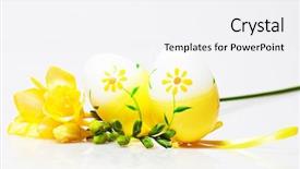  Presentation with cartoon - Slide deck enhanced with cartoon plants - easter eggs background and a sky blue colored foreground