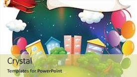  Presentation with monkey - PPT theme featuring cartoon plants - illustration of a monkey riding background and a yellow colored foreground