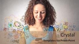  Presentation with cartoon - Cool new PPT theme with cartoon reading - positive thinking backdrop and a coral colored foreground