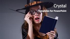  Presentation with scary halloween - Theme consisting of angry man talking on the two phones background and a dark gray colored foreground