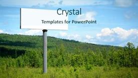  Presentation with forest road - PPT layouts having cartoon road - blank billboard sign in forest background and a sky blue colored foreground