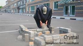  Presentation with parking lot - Audience pleasing PPT theme consisting of cartoon road - boy in black suit inflatable backdrop and a light gray colored foreground