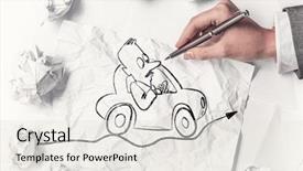  Presentation with media - Slide deck with cartoon road - designer draw caricature mixed media background and a sky blue colored foreground