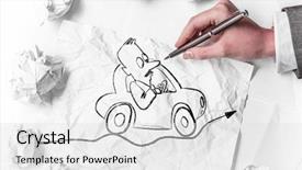  Presentation with media - Presentation theme consisting of cartoon road - designer draw caricature mixed media background and a light gray colored foreground