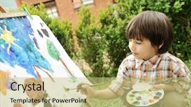  Presentation with cartoon - Amazing slides having cartoon road - kid playing and drawing outdoor backdrop and a yellow colored foreground