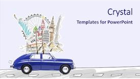  Presentation with cases - PPT theme consisting of cartoon road - world blue retro toy background and a sky blue colored foreground
