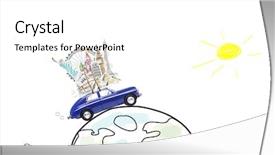  Presentation with monuments - Beautiful PPT theme featuring cartoon road - world travel memories blue backdrop and a white colored foreground