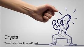  Presentation with cartoon - Amazing theme having cartoon running - close up of human fist backdrop and a  colored foreground