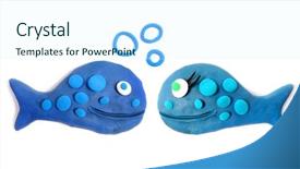  Presentation with sea cartoon - Slide set consisting of cartoon sea - clay whale on a white background and a cool aqua colored foreground